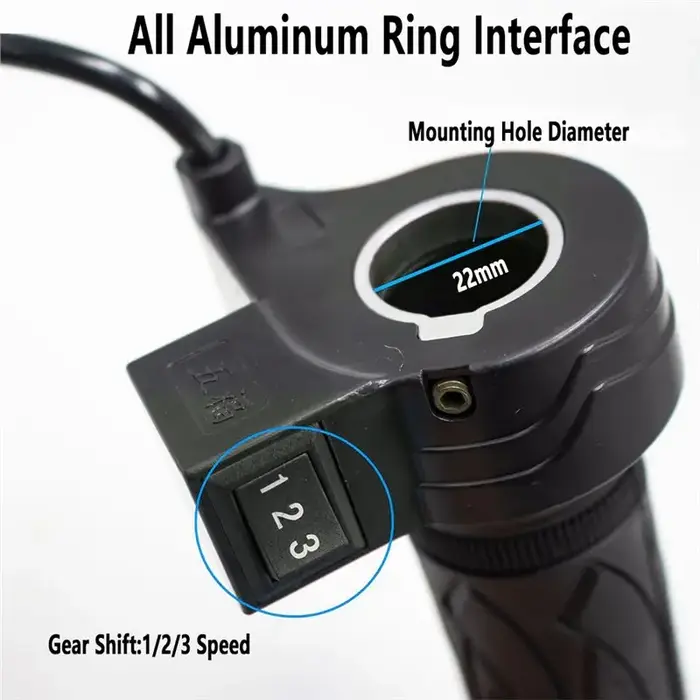Poignée de commande d'accélérateur de remplacement pour moto électrique et trottinette 3 vitesses avec interface en aluminium et surface antidérapante vert orange