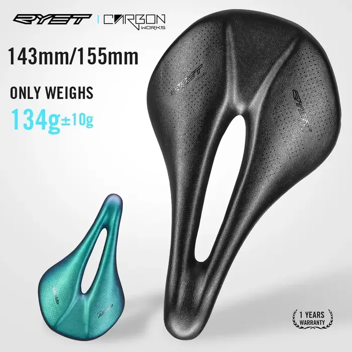 Selle de vélo de route en carbone T1000 ultra légère 134g avec rails ovales 7x9mm et coussin en cuir PU pour cyclisme de compétition