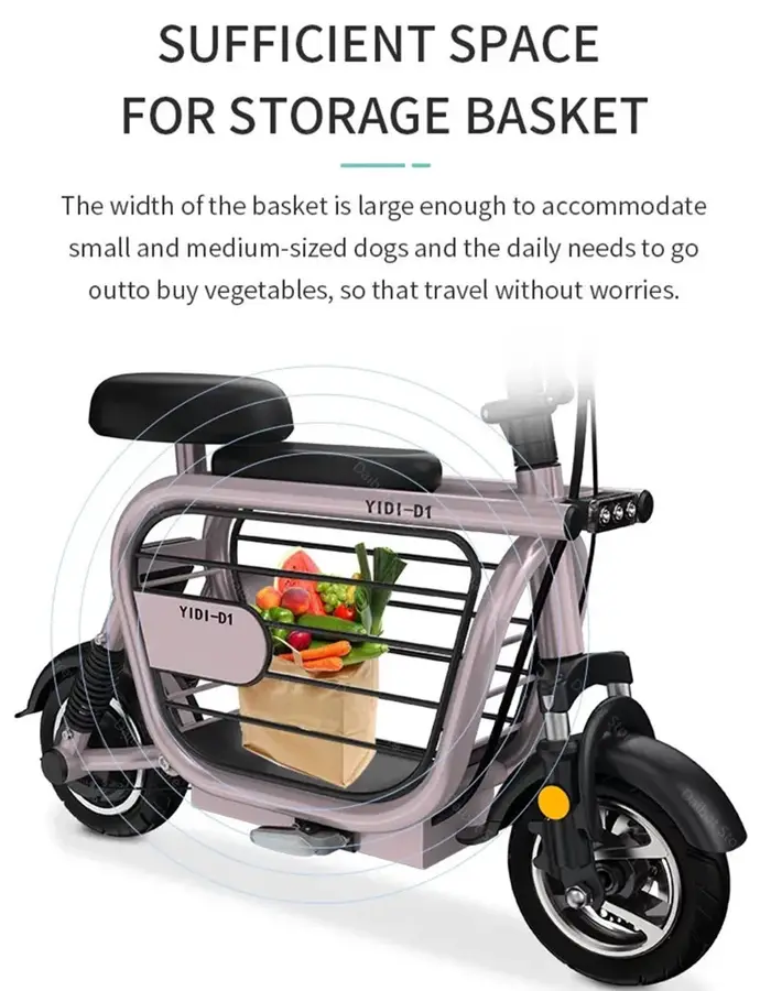 Mini vélo électrique rose pliable avec siège enfant
