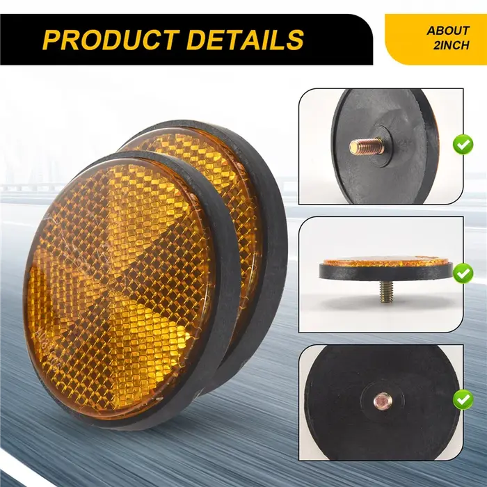 2X2 pouces réflecteurs ronds orange universels pour motos ATV vélos vélos hors route