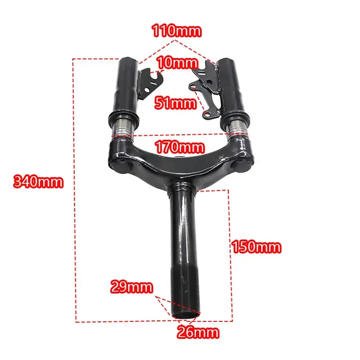Fourche avant de trottinette électrique de 10 pouces pour accessoires de roue avant de trottinette é