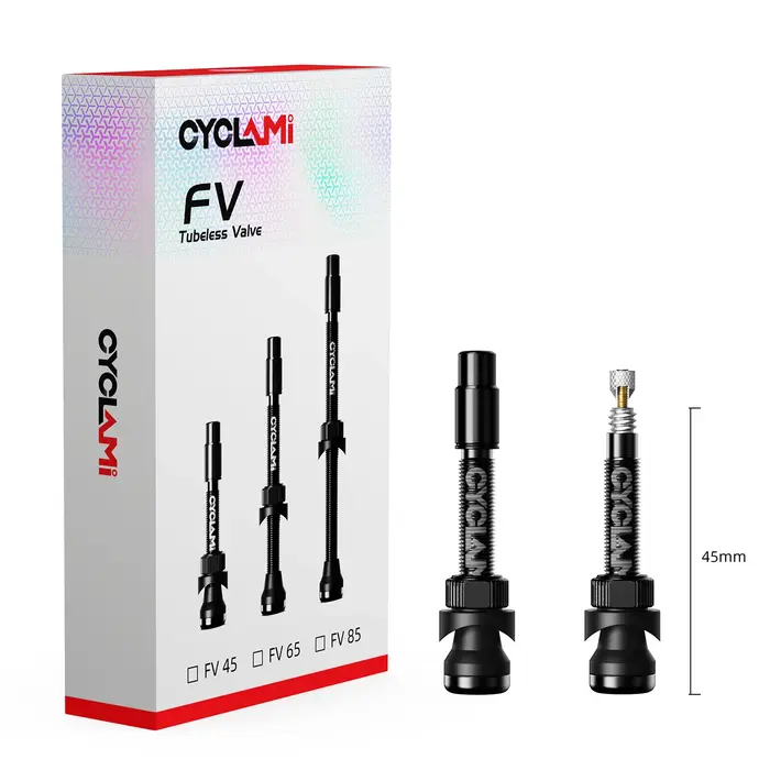CYCLAMI – Valve Tubeless de vélo Presta FV 45/65/85mm, Valve ultralégère en alliage d'aluminium, acc