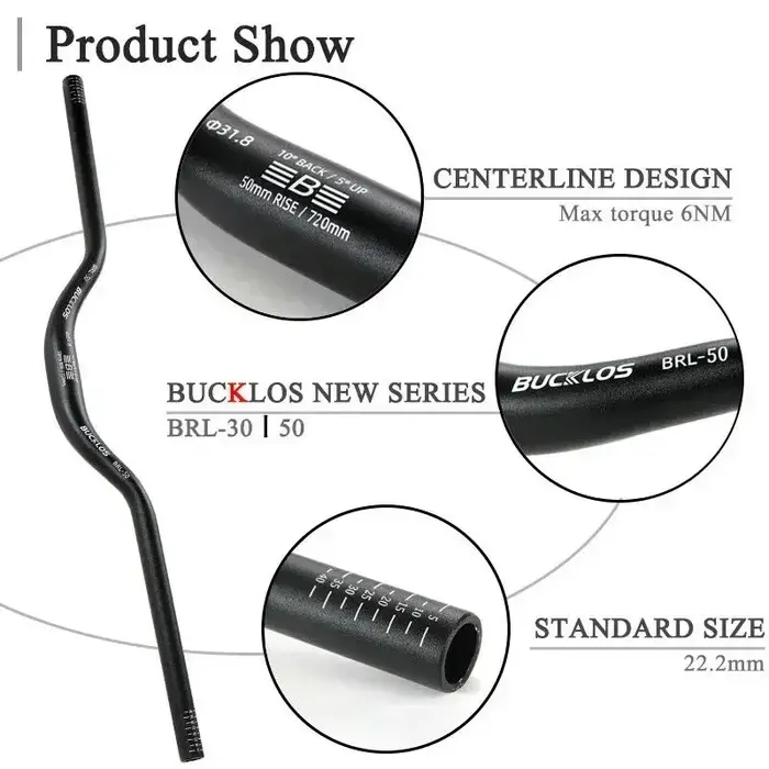 BUCKLOS VTT guidon 31.8mm 25.4mm vélo Riser barre 620/660/720/780mm en alliage d'aluminium vtt