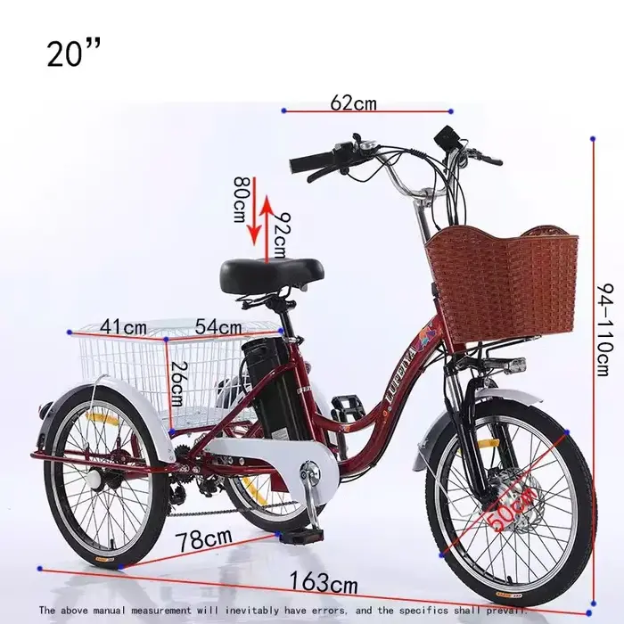 Tricycle électrique à 3 roues pour adultes