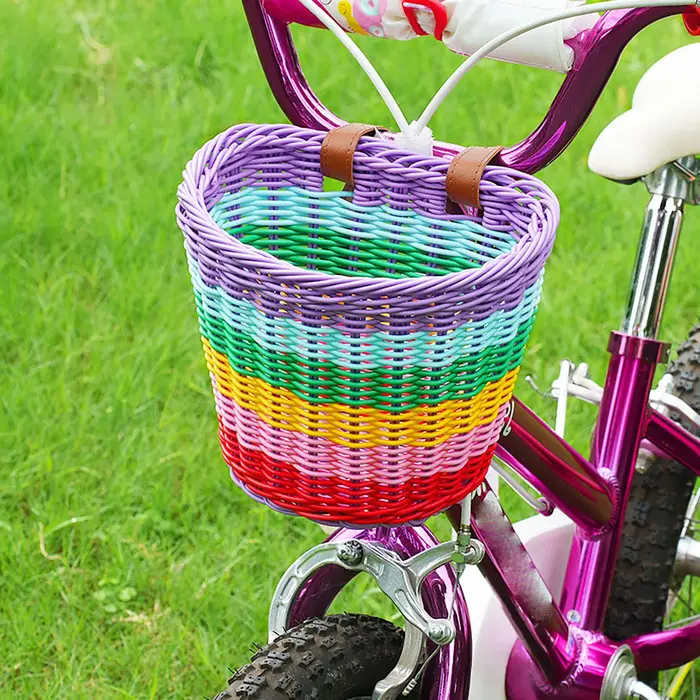 Panier de vélo de guidon avant pour enfant, panier de vélo avant de couleur arc-en-ciel Vintage adap
