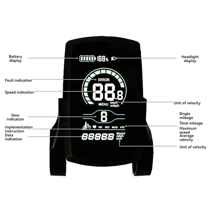 Nouveau Ebike 80C LCD compteur panneau de commande Intelligent affichage