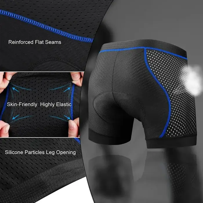 X-TIGER Cyclisme Sous-Vêtements 5D Respirant Rembourré Gel Vélo Shorts Hommes VTT Antidérapant Jambe