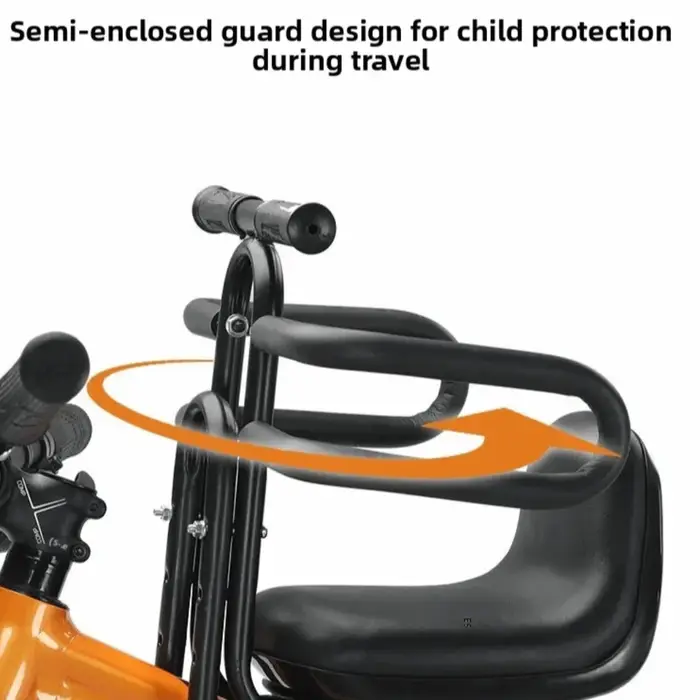 Siège enfant avant pour vélo VTT avec accoudoirs et pédales, réglable et rembourré Siège auto pour enfant Porte-bébé