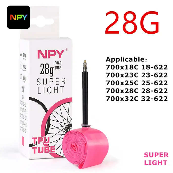 Chambre à air de vélo ultralégère NPY 28g en TPU, 700x18 25 28 32, pour vélo de route, matériau TPU,