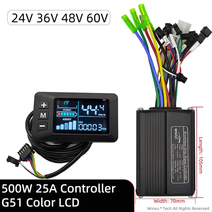 Kit contrôleur moteur sans balais 500W 25A avec écran LCD S866 pour vélo électrique et scooter électrique multi-tension haute performance