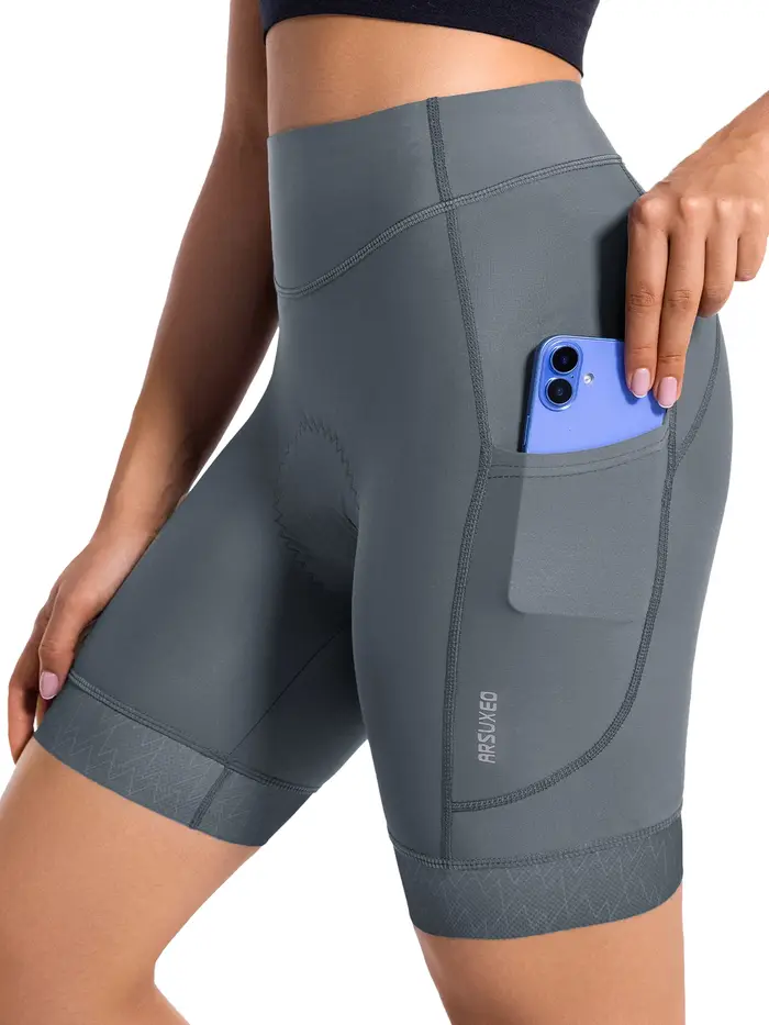 ARSUXEO Short de vélo rembourré pour femme