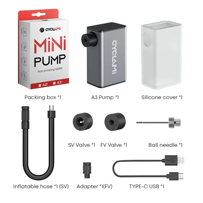CYCLAMI A3 Mini pompe à Air électrique Portable vélo sans fil FV AV gonfleur Presta Schrader Valve e