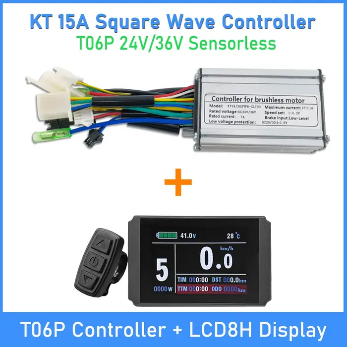 Contrôleur de vélo électrique KT T06P 15A 24V 36V 250W