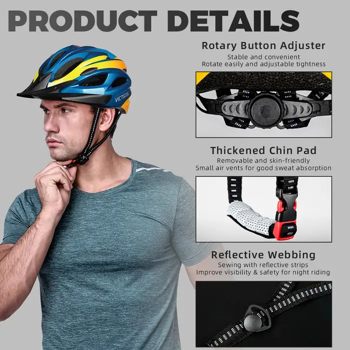 VICTGOAL adultes casque de vélo visière LED feu arrière hommes femmes
