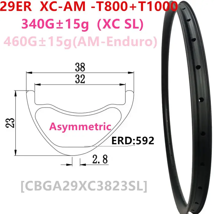 Jantes Carbonbeam neuves, seulement 270g, profondeur asymétrique 23mm, largeur 28mm, 30mm, 32mm, 29e