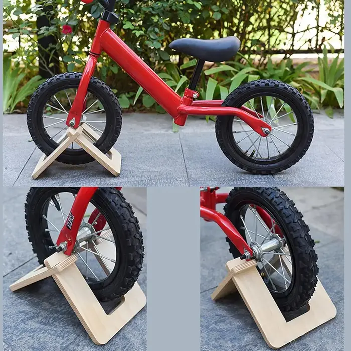 Support de rangement portable en bois pour trottinettes et vélos d'enfants, présentoir de sol pour vélos d'équilibre