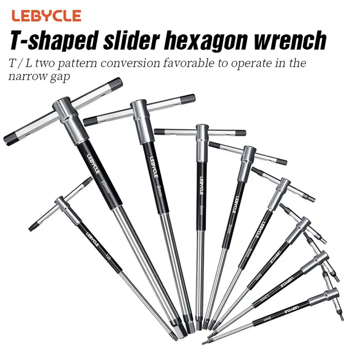 LEBYCLE – clé hexagonale coulissante en forme de T pour vélo de route et vtt