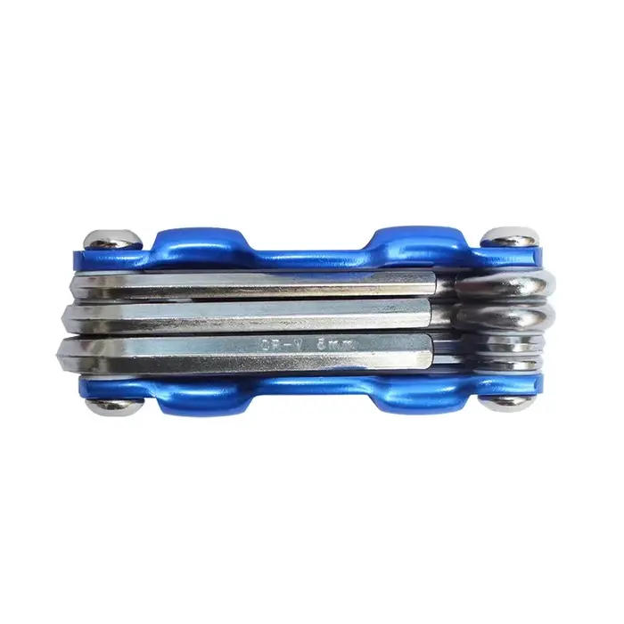 Kit d'outils multi-réparation portable avec clé Allen pliante et clés hexagonales pour entretien de vélo et réglage de rayons en métal noir bleu ou jaune