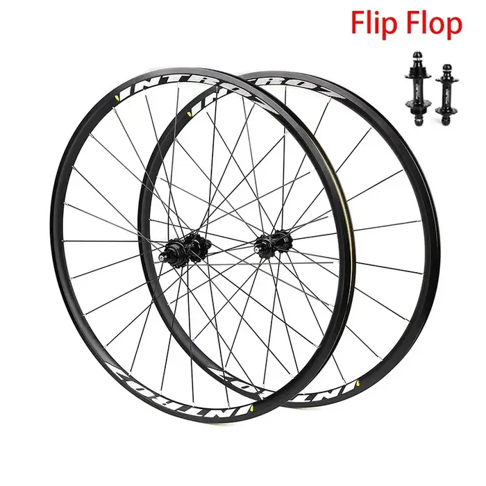 POLSO 700C - Jeu de roues de vélo à pignon fixe 20/24H en alliage d'aluminium avec frein à étrier