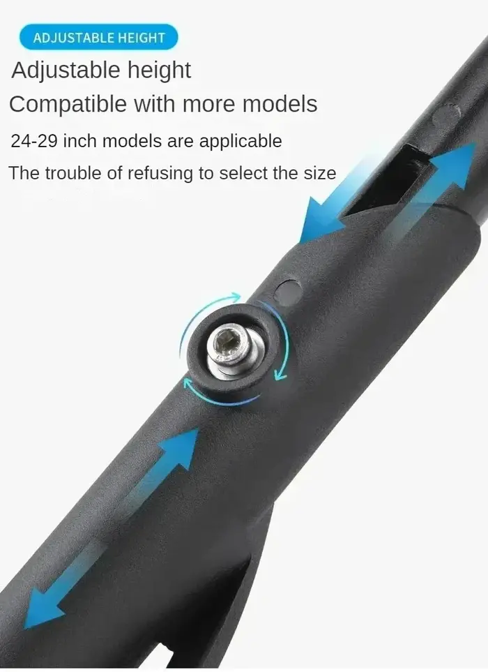 Béquille de vélo réglable en alliage d'aluminium noir robuste pour vtt vélo électrique pliant et véhicule de neige 24 à 29 pouces