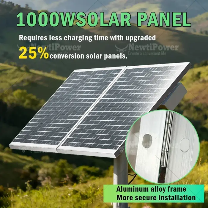Panneau solaire pliable 1000W avec sortie 12V pour usage domestique