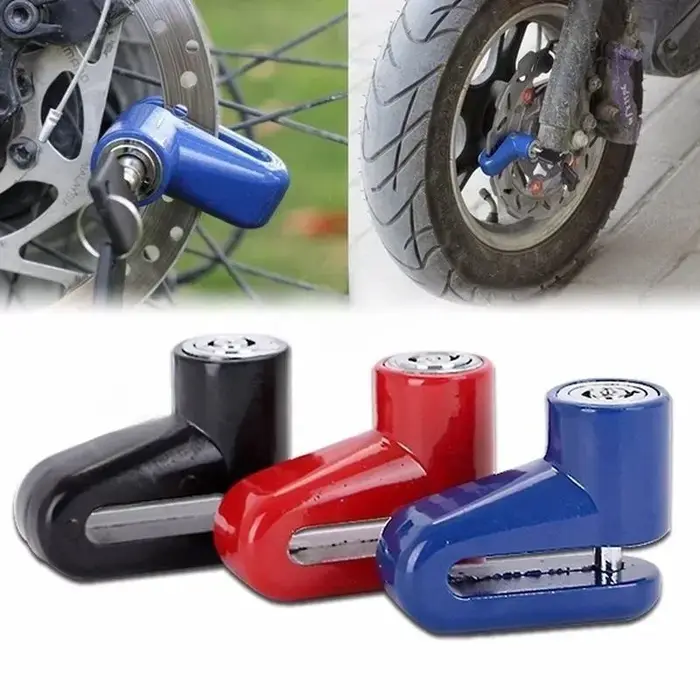 Serrure de frein à disque antivol robuste pour moto vélo et électromobile protection chromée sécurisée avec deux clés pour usage extérieur et urbain