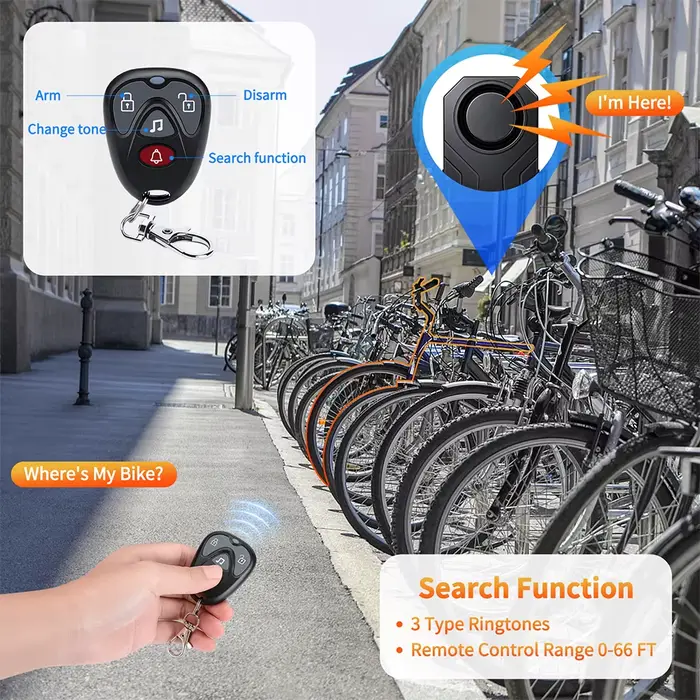 Alarme antivol pour vélo Wsdcam, alarme pour moto, alarme étanche 113 dB avec télécommande
