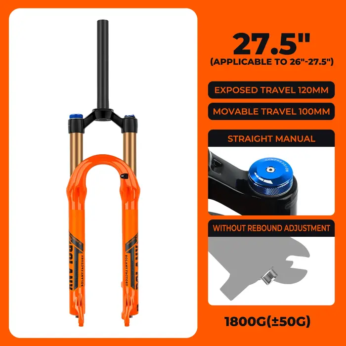 BOLANY-Fourche à air pour vélo de montagne orange, pièces de vélo en alliage de magnésium, suspensio
