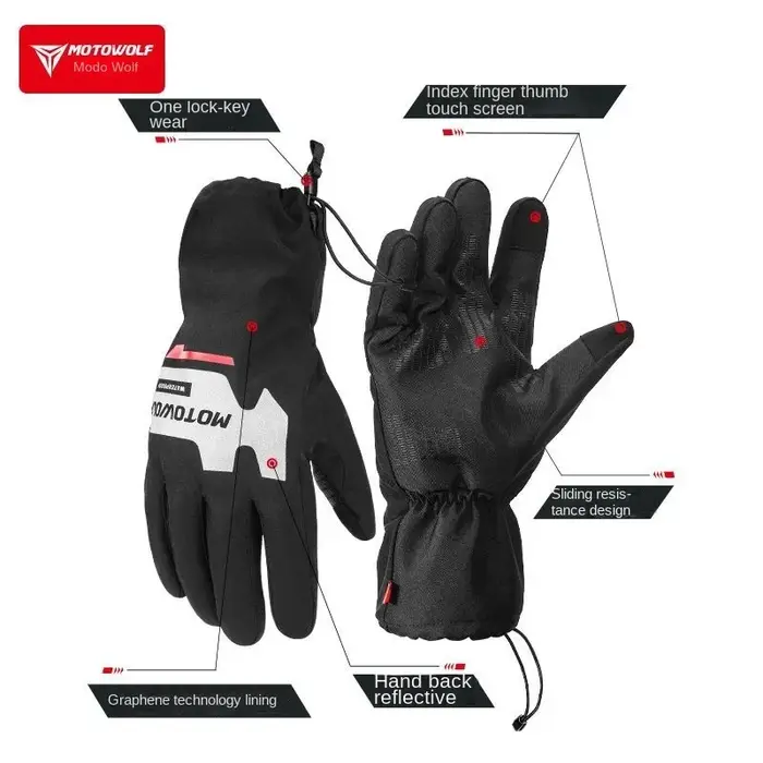 Gants de moto imperméables chauds pour hommes