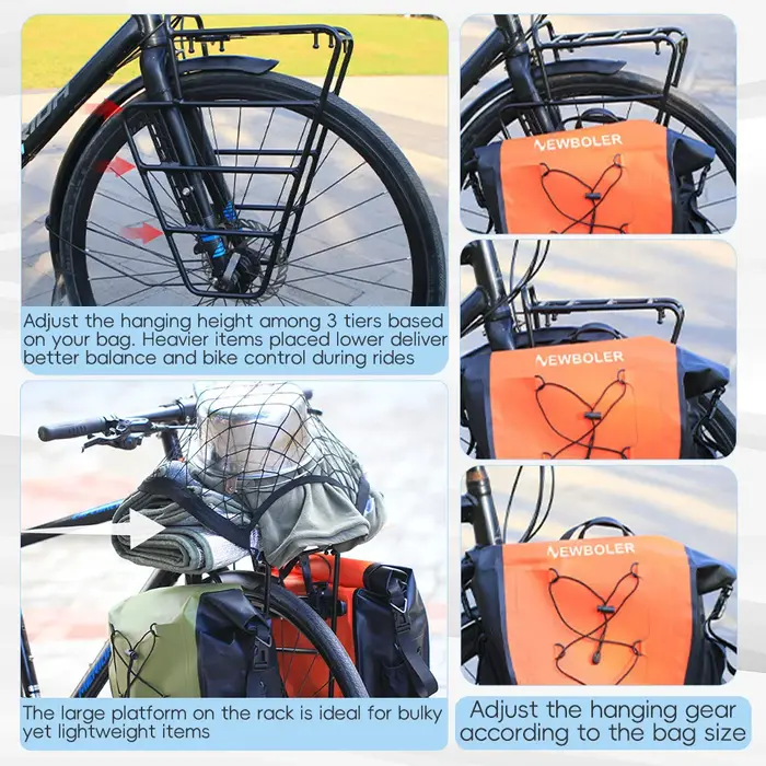 Porte-bagages avant léger en alliage d'aluminium pour vélo de gravier