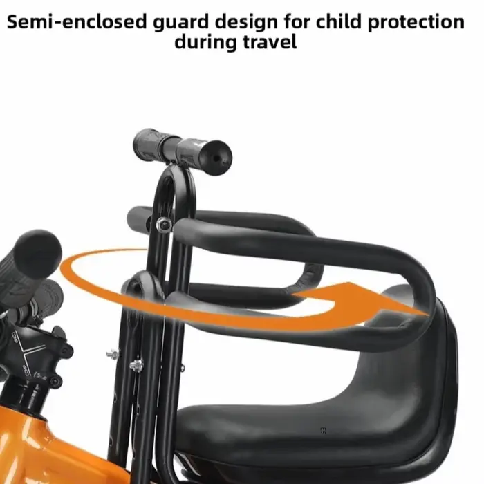 Siège enfant avant pour vélo VTT avec pédales et accoudoirs – Installation facile et réglable 