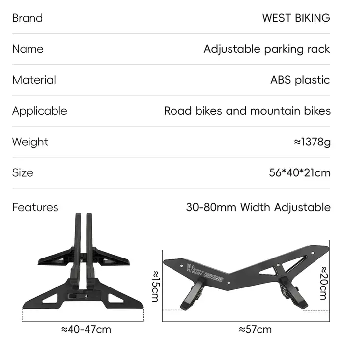 WEST BIKING – support de stationnement réglable pour vélo de route et vtt