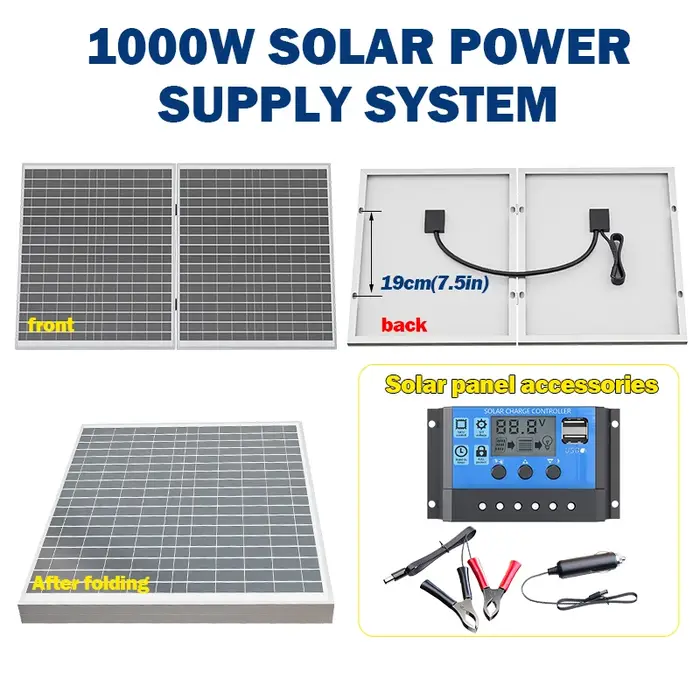 Conception pliable de panneau solaire de 1000 W avec centrale électrique portative à haute efficacité de sortie de 12 V