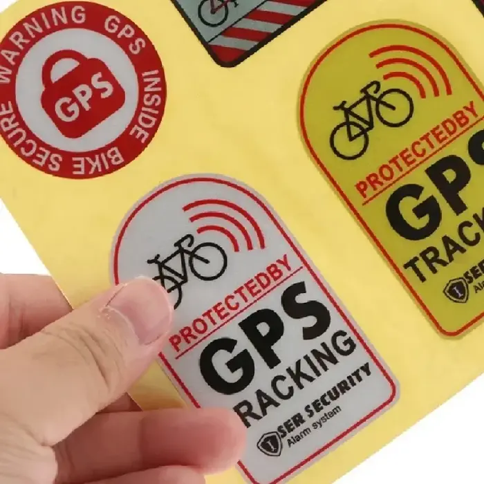 1 ensemble d'autocollants d'avertissement antivol pour vélo - Suivi GPS