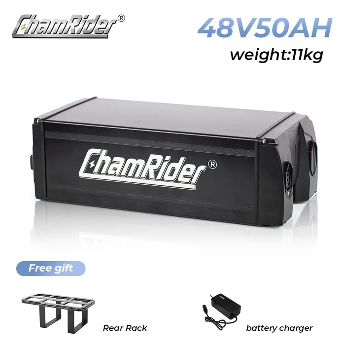 ChamRider Batterie pour vélo électrique à support arrière 48 V 50 Ah – Haute capacité, sortie 2000 W
