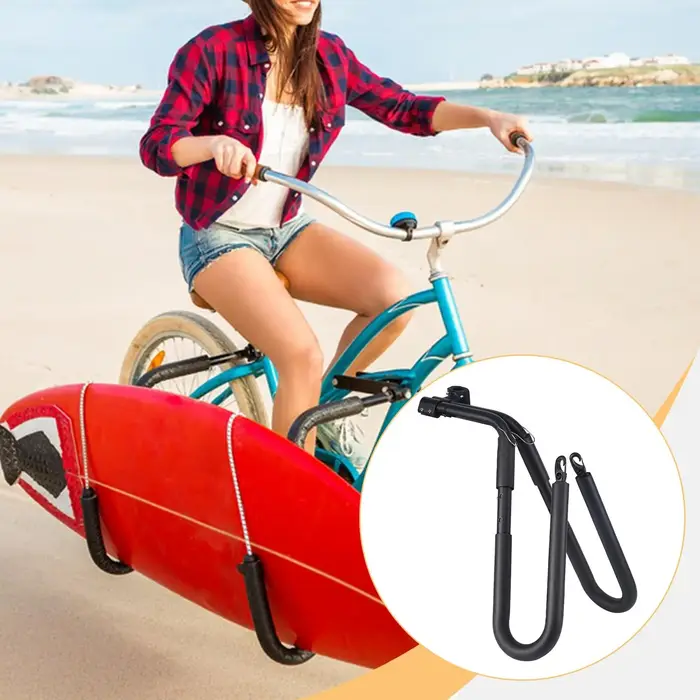 Support de vélo pour planche de surf en aluminium noir – Fixation robuste pour des sorties de plage sûres et faciles