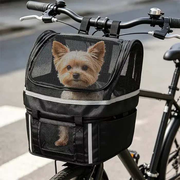 Panier pour chien pour vélo, porte-animaux pour guidon de vélo avec fenêtre, panier pour petit chien pour les loisirs quotidiens, les trajets domicile-travail et les activités de plein air