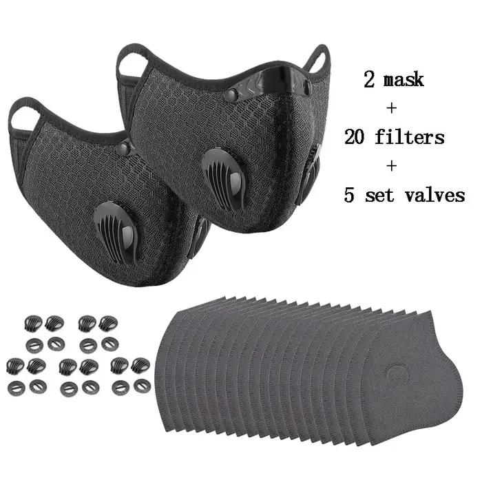 Masque facial de cyclisme Sport lavable réutilisable avec filtre masque anti-poussière masque facial