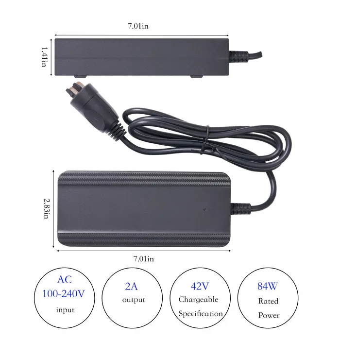 Chargeur de vélo électrique 42V 2A pour batterie
