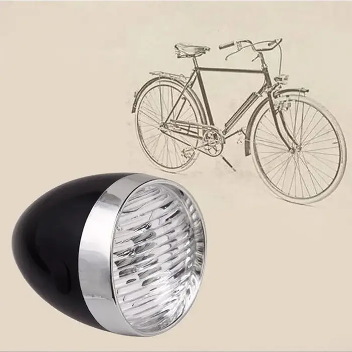 Phare de vélo rétro, coque en plastique ABS, lumière de vélo classique LED, lampe avant de conduite 