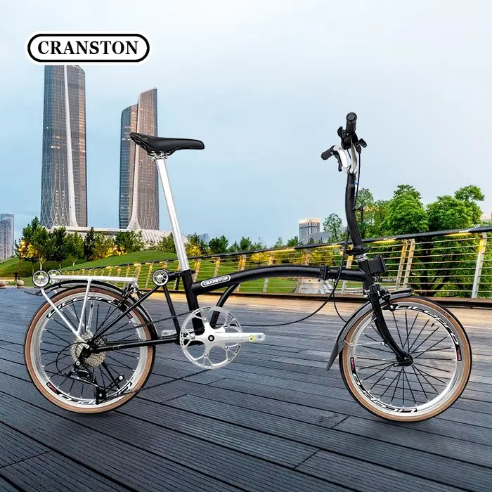 CRANSTON R20 Vélo de ville pliable 20 pouces 9 vitesses avec guidon M, freins V, cadre pliant CRMO e