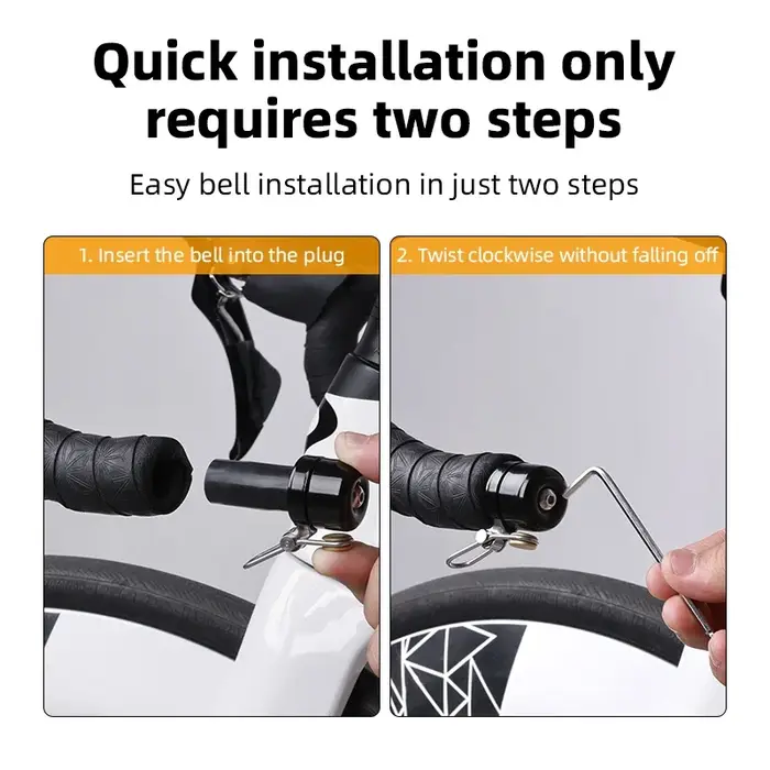 BKPTX sonnette de vélo incurvée guidon bouchon cloche klaxon étanche 80dB fort haute décibel anneau alarme
