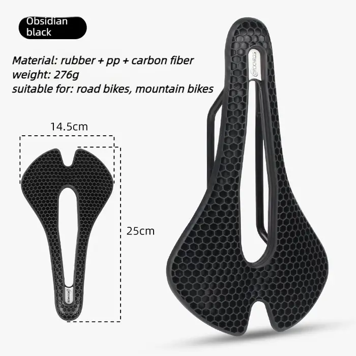 Selle de vélo en nid d'abeille imprimée en 3D, ultralégère, en fibre de carbone, creuse, confortable