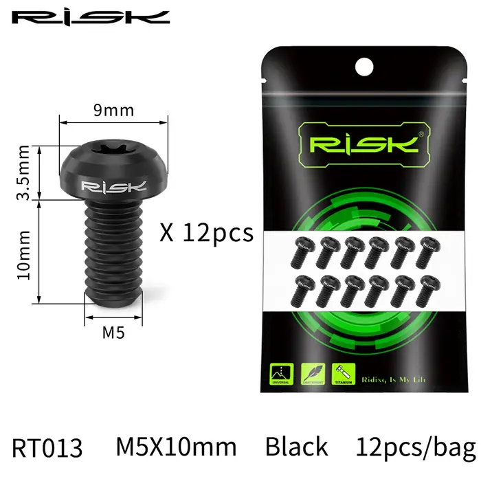 Risque 12 pièces M5 * 10MM vélo frein à disque Rotor boulons de fixation TC4 titane