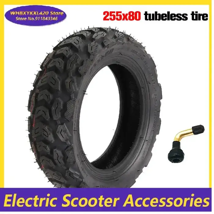 Pneus tubeless tout-terrain 255x80 10x3.0 80/65-6 couleur blanc haute qualité pour scooter électrique et usage urbain ou aventure