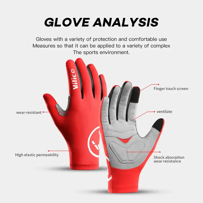 VILICO-Gants de Cyclisme Professionnels en Plein Air, avec Écran Tactile Sensible, Absorption des Chocs, Antidérapants, Résistants à l'Usure