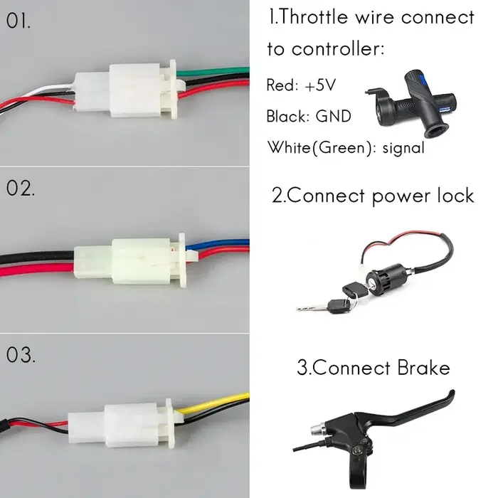 Contrôleur de vélo électrique brossé 36V 48V 1000W puissant pour moteur à balais scooter et planche à roulettes électrique noir argent bleu ou OR