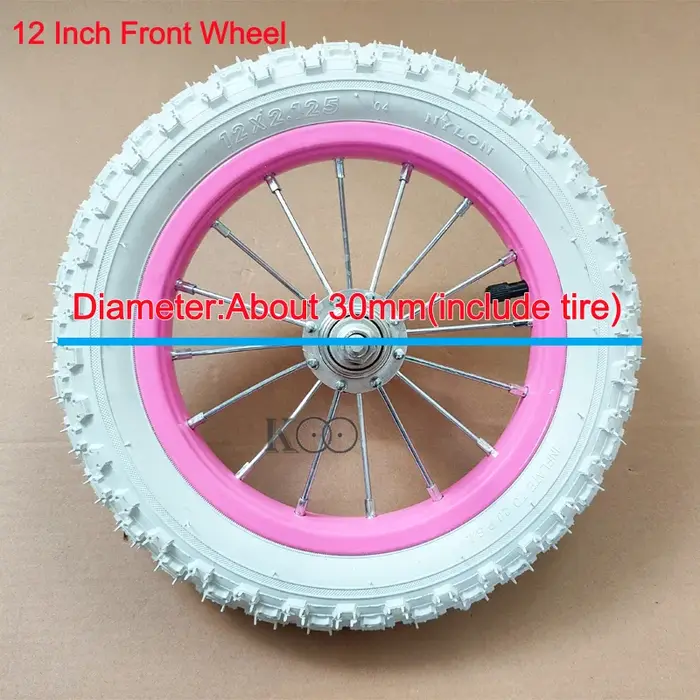 Jeu de roues d'assemblage de vélo avant/arrière pour enfants, jante rose en acier 12 "/14" * 2.125 a