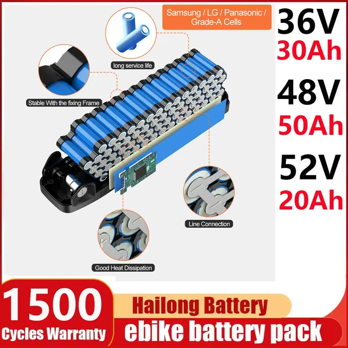 48v 45ah Ebike Hailong batterie Velo 48v bicicleta eléctrica Cham Rider 36 52v60 72v 20 25 30ah 35 40