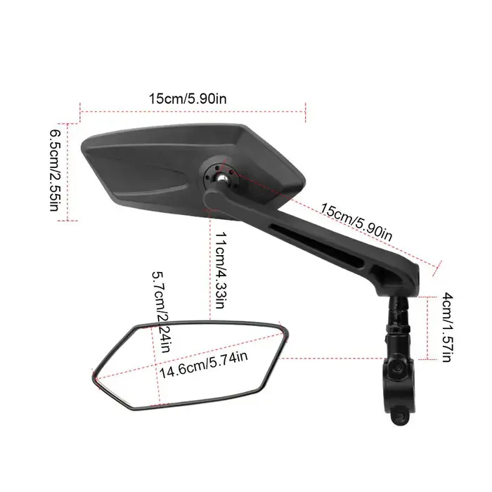Rétroviseur de vélo réflecteur réglable rotatif guidon miroir clair